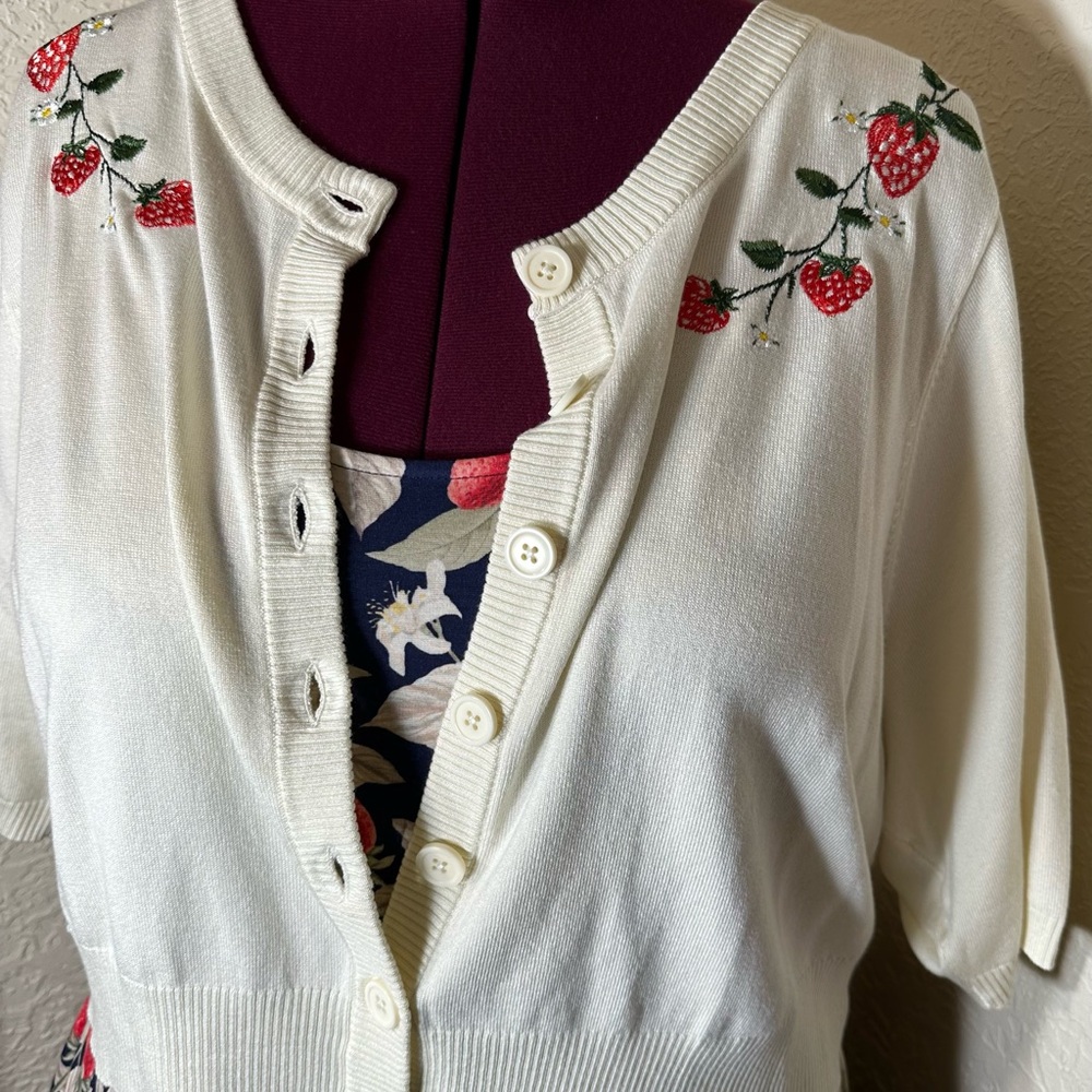 4x 26/28 fits 3x 4x ⭐️NEW Torrid Retro Chic Embroidered Cropped Cardigan - Picture 12 of 13